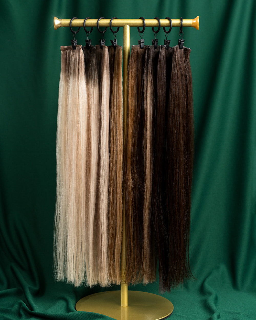 Salt and Pine Hair Extension Swatch Ring. Ring with hair extension swatch shades